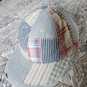 Polo by Ralph Lauren Demim Patchwork Baseball Cap - Light Blue, Red, Navy